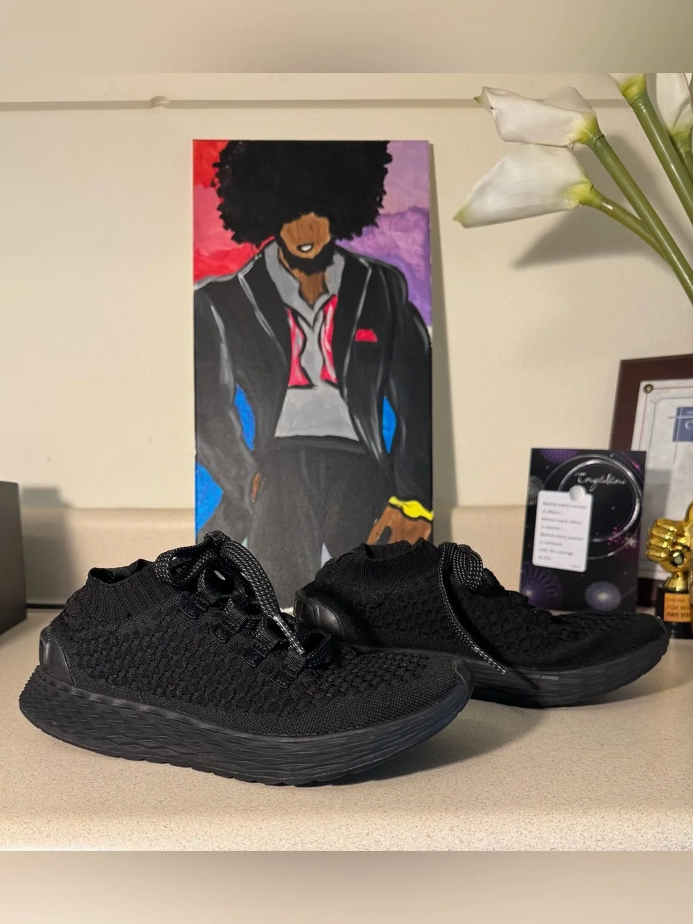 NO BULL Men's Size 6 Women’s Size 7.5 Black Knit Athletic Sneakers